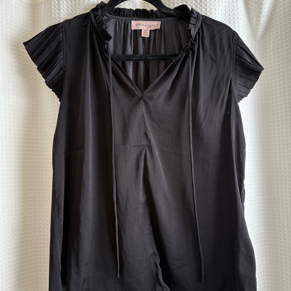 Philosophy Black Pleated Sleeve Blouse
